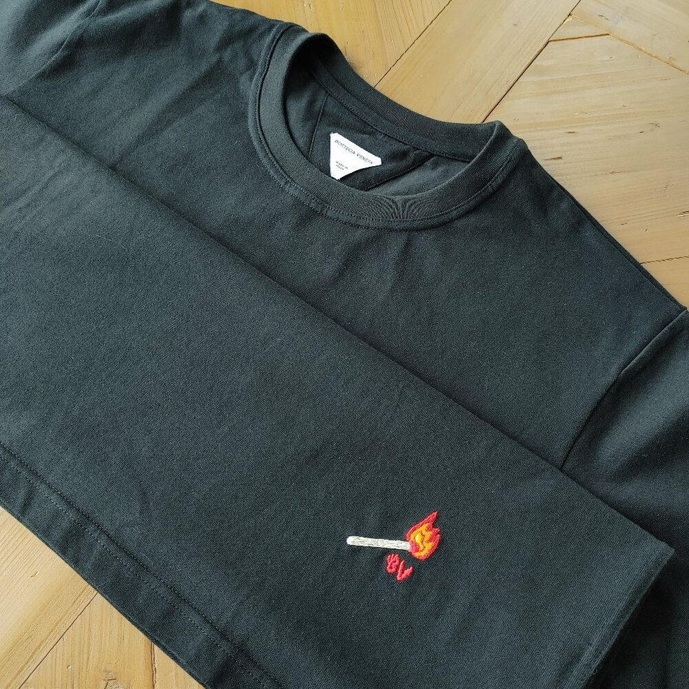 Bottega Veneta Embroidered Matchstick Cotton Jersey T-Shirt Size L (New)